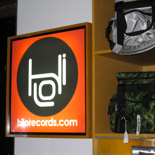 HiLo Records light box sign @ Satellite Records NYC 